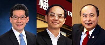 (左起) 香港特別行政區商務及經濟發展局局長蘇錦梁先生、周大福珠寶集團有限公司董事總經理黃紹基先生、六福集團主席及行政總裁黃偉常先生