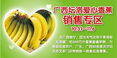 廣東、廣西80多家沃爾瑪門店正銷售廣西壇洛<br />由于早熟而引起的滯銷香蕉。